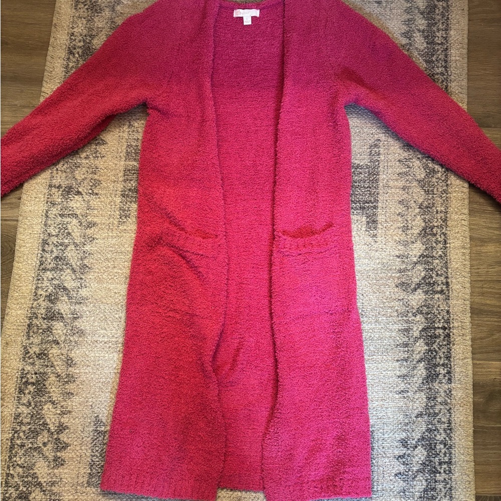 GB girls Pink Cardigan Sweater with Ribbed Knit Detailing